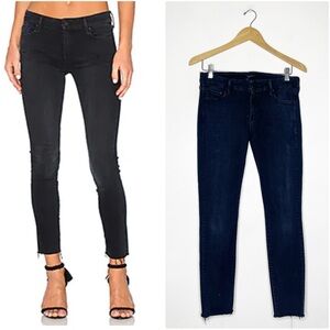 Mother Denim Looker Ankle Fray Black Bird Skinny Jeans Revolve Size 29